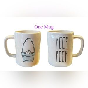 Rae Dunn Double Sided Easter Egg Basket PEEP PEEP White Mug
